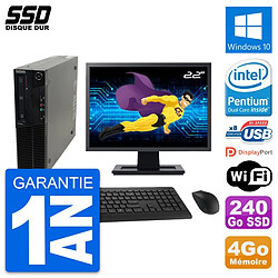 PC Lenovo M82 SFF Ecran 22" Intel G630 RAM 4Go SSD 240Go Windows 10 Wifi · Occasion 