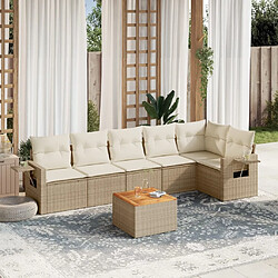 vidaXL Salon de jardin avec coussins 7 pcs beige résine tressée 