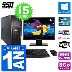 PC Tour HP Z210 Ecran 19" Intel i5-2400 RAM 8Go SSD 960Go Windows 10 Wifi · Occasion 