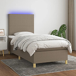 vidaXL Sommier à lattes de lit et matelas et LED Taupe 90x200 cm Tissu 