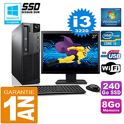 PC Lenovo M92p SFF Core I3-3220 Ram 8Go Disque 240 Go SSD Wifi W7 Ecran 27" - Occasion