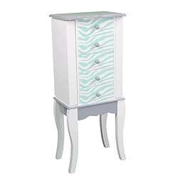 Fantasy Fields Meuble armoire à bijoux présentoir commode en bois zébrée bleu turquoise et blanc Teamson Kids TD-11672C