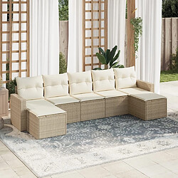 vidaXL Salon de jardin avec coussins 7 pcs beige résine tressée 