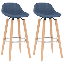 vidaXL Tabourets de bar lot de 2 bleu tissu