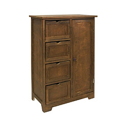 Mobili Rebecca Armoire Meuble Rangement 4 Tiroirs 1 Porte Bois Marron 80x55x30