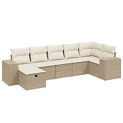 vidaXL Salon de jardin avec coussins 7 pcs beige résine tressée