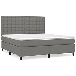 vidaXL Sommier à lattes de lit avec matelas Gris foncé 160x200cm Tissu