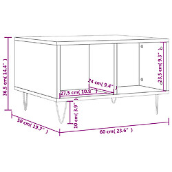 vidaXL Table basse Sonoma gris 60x50x36,5 cm Bois d'ingénierie pas cher