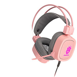 General Casque de jeu, prise audio 0,1 pouce, coussinets en mousse à mémoire de forme, léger, lumière LED, basses surround, compatible avec PC, PlayStation, Xbox, Nintendo Switch.(rose) 