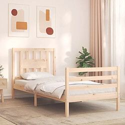 Maison Chic Cadre/structure de lit avec tête de lit pour adulte - Lit Moderne Chambre simple bois massif -MN48483