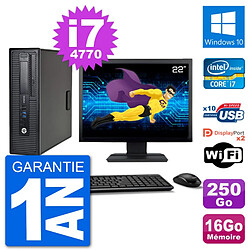 PC HP 800 G1 Ecran 22" Core i7-4770 RAM 16Go Disque 250Go Windows 10 Wifi - Occasion