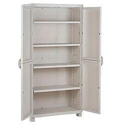 Pegane Armoire meuble de rangement 4 étagères intérieur/extérieur coloris beige - Longueur 90 x Profondeur 45 x Hauteur 184 cm