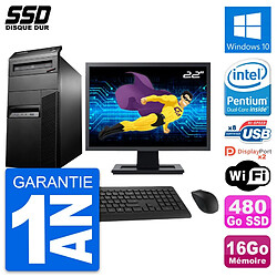 PC Tour Lenovo M93p Ecran 22" Intel G3220 RAM 16Go SSD 480Go Windows 10 Wifi · Occasion 