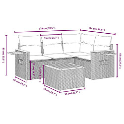 Avis vidaXL Salon de jardin 5 pcs avec coussins noir résine tressée