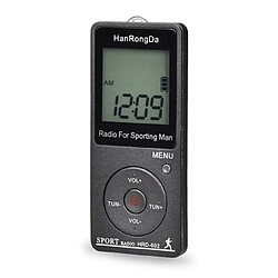 Universal Radio Hanrongda Radio FM/AM Récepteur radio portable Écran LCD Bouton de verrouillage Poche radio avec casque Podomètre sport 