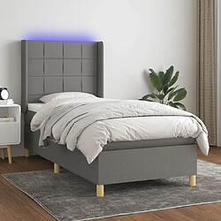 vidaXL Sommier à lattes de lit et matelas et LED Gris foncé 100x200 cm 