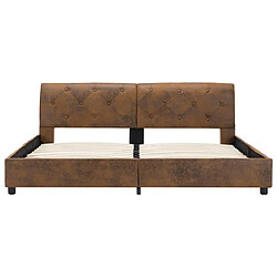 Maison Chic Lit adulte - Lit simple Cadre de lit,Structure du lit Contemporain Marron Similicuir daim 160 x 200 cm -MN22970 pas cher