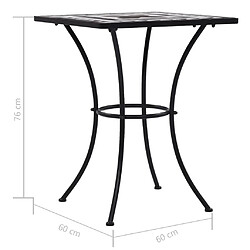 vidaXL Table de bistro mosaïque Noir et blanc 60 cm Céramique pas cher