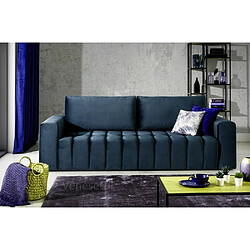 VENESETTI Canapé 3 places convertible et espace de rangement - bleu - en tissu velours de qualité luxe, LAZIO