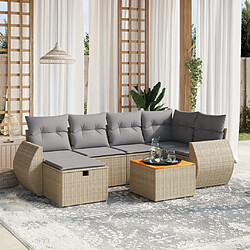 vidaXL Salon de jardin avec coussins 7pcs mélange beige résine tressée 