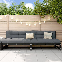 vidaXL Canapés centraux de jardin 2 pcs noir 120x80 cm bois pin massif 