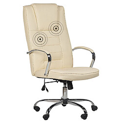 Beliani Fauteuil massant Cuir PU Beige GRANDEUR 