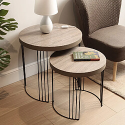 Versa Table d'appoint pour le salon ou chambre Kansas 55x55x55cm,Bois et métal, Marron et Noir