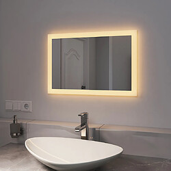 EMKE Miroir de salle de bain avec éclairage Miroir de salle de bain LED 60x40cm | Lumière Chaude 