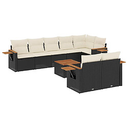 Maison Chic Ensemble Tables et chaises d'extérieur 9 pcs avec coussins,Salon de jardin noir résine tressée -GKD308972