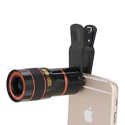 Wewoo Pour iPhone et Samsung noir HTC autres téléphones mobiles 8X Zoom Télescope Téléobjectif Lentille avec Clip,