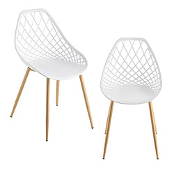 Helloshop26 Set de 2 chaises de salle à manger siège en plastique 83 cm blanc 03_0006037