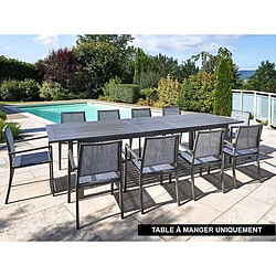 Table rectangulaire extensible en aluminium aspect teck gris SANTORIN - 10 places - Jardiline Table en aluminium extensible 8 à 10 personnes Santorin teck grisé