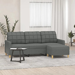 vidaXL Canapé à 3 places avec repose-pieds Gris foncé 180 cm Tissu 