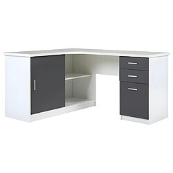 Avis Vente-Unique Bureau d'angle NORWY - 2 portes & 2 tiroirs - Blanc & Gris