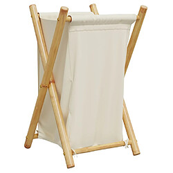 vidaXL Panier à linge blanc crème 41,5x36x63,5 cm bambou