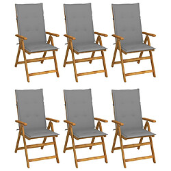 Maison Chic Lot de 6 Chaises pliables de jardin avec coussins - Fauteuil d'extérieur Bois d'acacia -MN98614