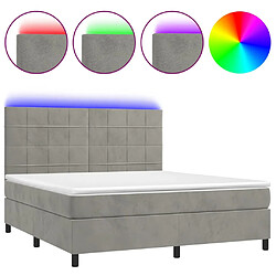 vidaXL Sommier à lattes de lit matelas et LED Gris clair 160x200 cm