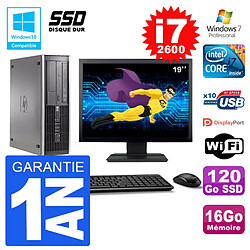 PC HP 6200 SFF Ecran 19" Intel i7-2600 RAM 16Go SSD 120Go Graveur DVD Wifi W7 - Occasion