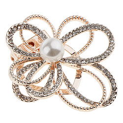 fleur de cristal avec imitation perle écharpe bague boucle broche 2 en 1 or