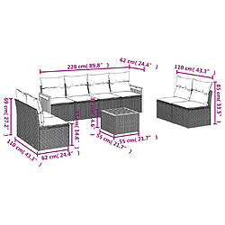 vidaXL Salon de jardin avec coussins 9 pcs beige résine tressée pas cher