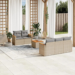 vidaXL Salon de jardin avec coussins 6 pcs beige résine tressée