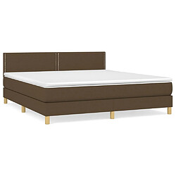 Maison Chic Structures de lit + matelas,Lit à sommier tapissier avec matelas Marron foncé 180x200 cm -MN35446