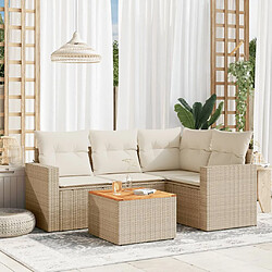 vidaXL Salon de jardin avec coussins 5 pcs beige résine tressée 