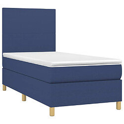 Avis Sommier à lattes et LED,Cadre à lattes de lit avec matelas pour Adulte Bleu 90x190cm Tissu -MN82905