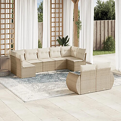 Maison Chic Salon de jardin avec coussins 9 pcs | Ensemble de Table et chaises | Mobilier d'Extérieur beige résine tressée -GKD77751