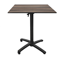 Restootab Table h90cm, pliable pour terrasse en Compact HPL bois foncé 70x70