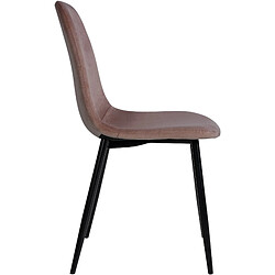 Avis Decoshop26 Lot de 4 chaises de salle à manger design simple avec pieds en métal noir et assise en tissu marron 10_0001832