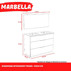 Acheter Le Quai Des Affaires Meuble sous-vasque 3 tiroirs MARBELLA 120 cm + vasque + miroir / Chêne blanchi