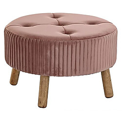 Pegane Repose-pieds en velours coloris rose pâle - Longueur 61 x Profondeur 61 x Hauteur 38 cm 