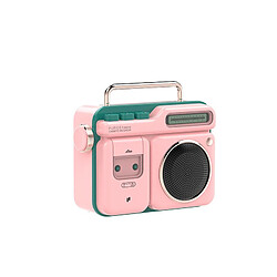 Universal Haut-parleur Bluetooth sans fil HiFi en forme de radio rétro Mini haut-parleur Bluetooth portable Lecture de musique HiFi stéréo 3D en extérieur | Haut-parleurs extérieurs (rose) 